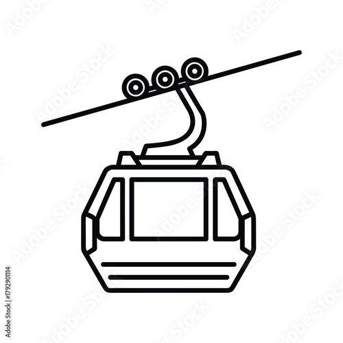 Outline icon of a ski lift cable car moving along a cable