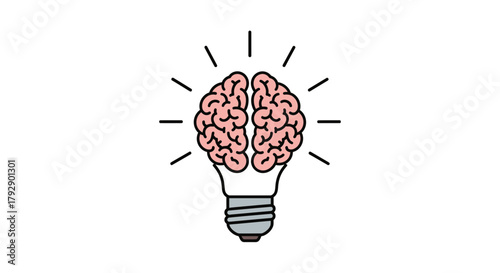 Brilliant idea concept depicted as a light bulb with a human brain inside, symbolizing innovation and creative thinking.