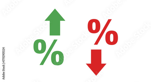 Dynamic percentage symbols illustrate financial growth and decline with striking visual contrast for business concepts