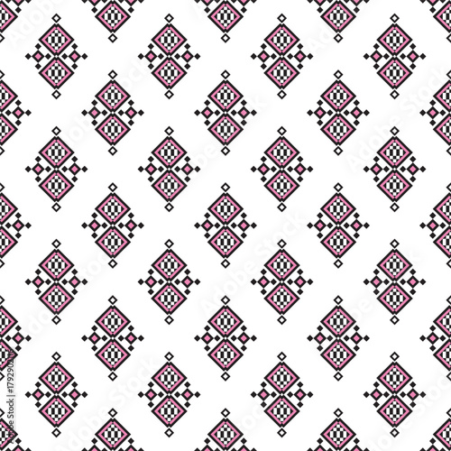 Geometric Ethopian Traditional Arrangement Ornamental Shape Seamless Pattern Fabric