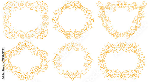 Elegant gold ornate decorative frames flourish vintage flourish ornamental borders design