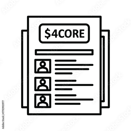 Credit history document with 4core title and people icons
