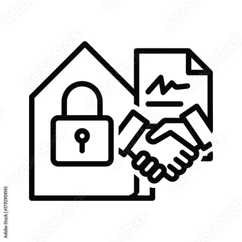 Secure housing loan agreement with handshake and lock icon