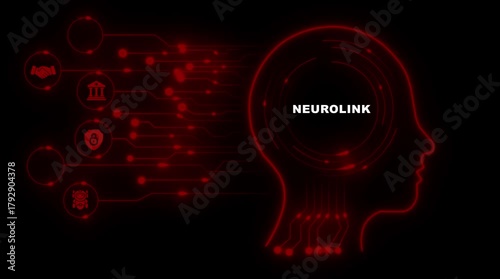 Neurolink Human Head Circuitry A I Technology Brain Interface Neural Network Connection Futuristic Digital Concept