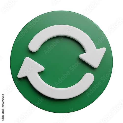 Green circle with white recycling arrows symbol