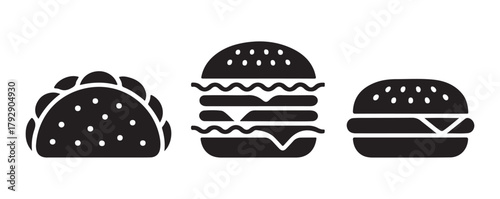  Classic Single Burger Icon. Vector EPS 10