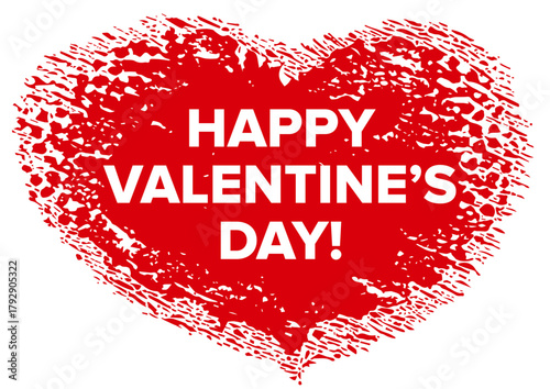 Red heart greeting card for Valentines day celebrating