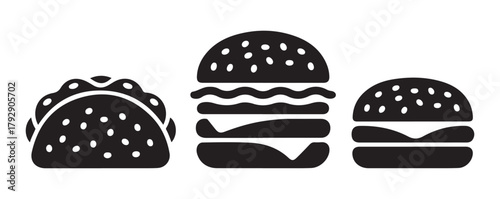  Classic Single Burger Icon. Vector EPS 10