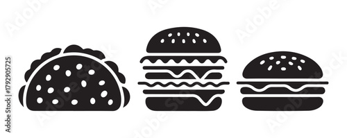  Classic Single Burger Icon. Vector EPS 10