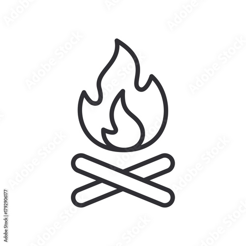 Fire hazard. Danger warning icon. Danger warning. Vector icon. Flame sign. Alert sign. Risk sign. Fire protection. Fire hazardous. Fire danger. Warm sign. Burn. Logo template. Logo camp. Bonfire icon