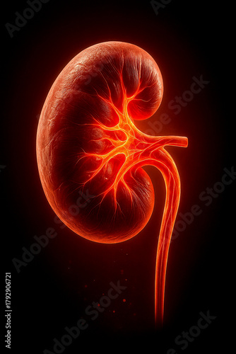 Glowing Human Kidney Anatomy with Vascular Network