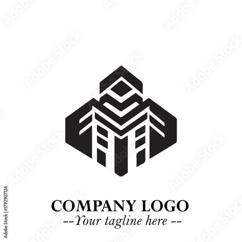 Building Logo Symbol in Black on the White Background with Modern Minimal Architecture Design