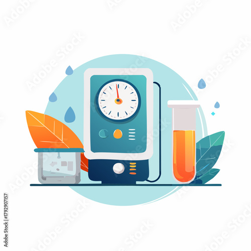 Blood Pressure Monitor Flat Vector Illustration