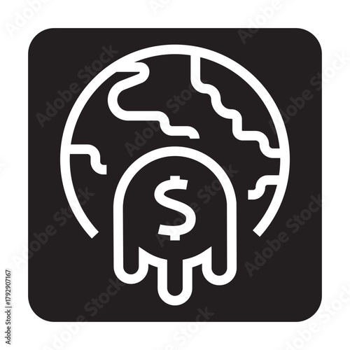 
recession black line icon for digital and print projects.