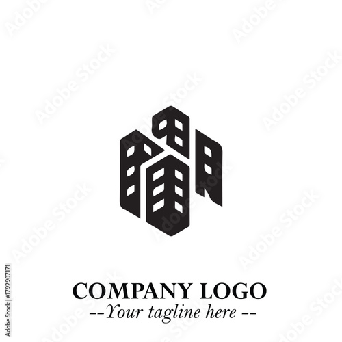 Building Logo Symbol in Black on the White Background with Modern Minimal Architecture Design