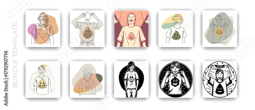 Cute Cartoon Ice Cream Character T-Shirt Design Collection