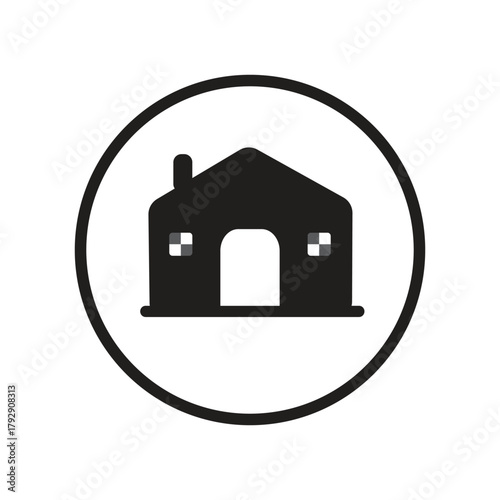 Simple House Icon with Circular Frame