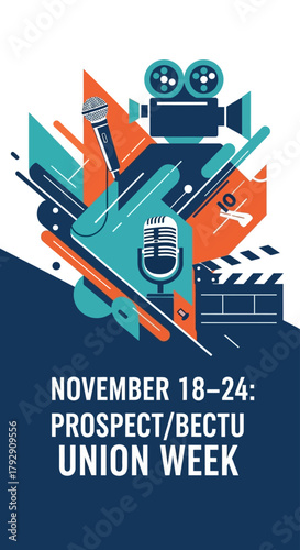 Celebrate Prospect/BECTU Union Week with a dynamic film and media arts design, perfect for promoting collaboration and creativity in film production and broadcasting this November