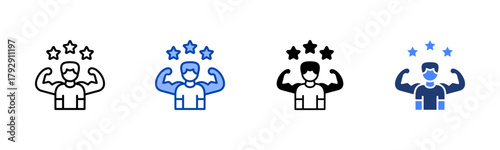 Confidence icon set multiple style collection