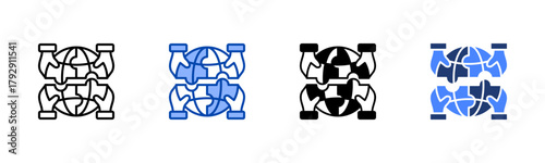 Political Instability icon set multiple style collection