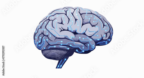 3D Glossy AI Brain Icon