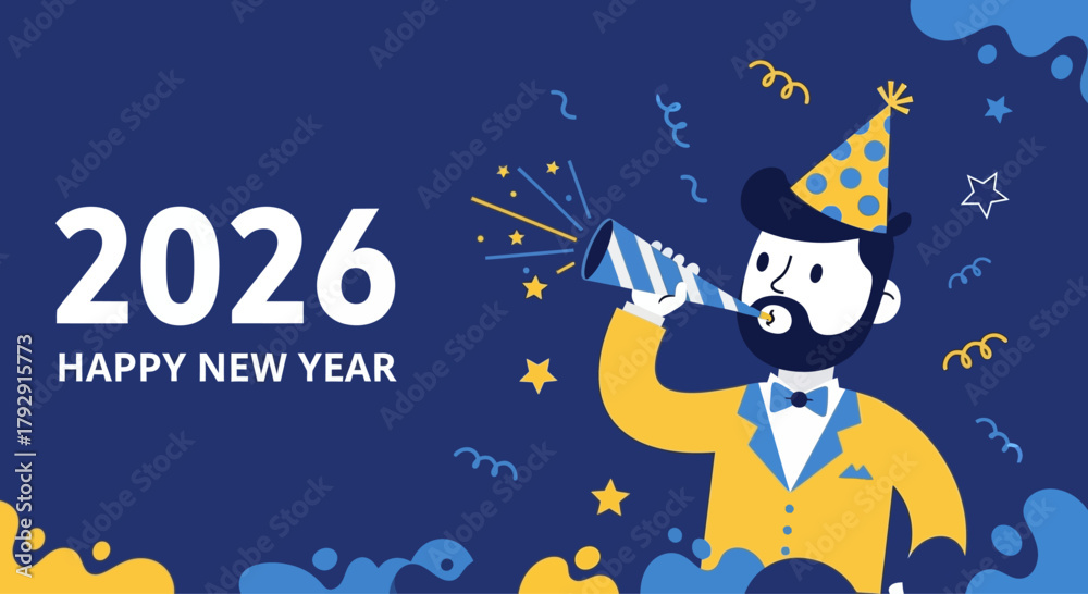 Naklejka premium Celebrate happy new year party vector illustration