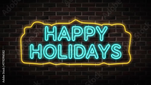 Happy Holidays Neon Reveal Animation