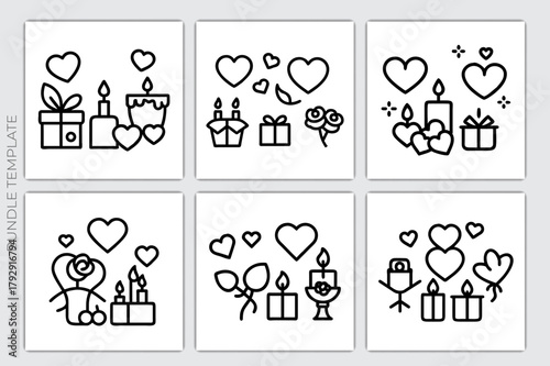 Romantic Gifts & Candle Icons Bundle