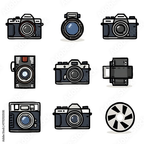 Doodle Camera and Photography Icons