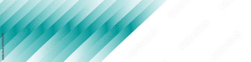 Obraz premium Panoramic banner. Diagonal teal gradient stripes on white background. Bright glowing bars partially cover the banner, creating a bold dynamic abstract design.