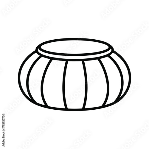 A round, ribbed decorative pot or container