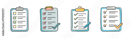 Clipboard checklist icons with checkmarks to show task completion