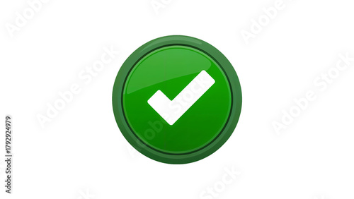 Shiny green button with white checkmark signifying approval or completion, perfect for modern interfaces and successful outcomes isolated on white or transparent png. Free Download Shiny green button with white checkmark signifying approval or completion, perfect for modern interfaces and successful outcomes isolated on white or transparent png. - GFXLoad