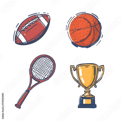 Doodle Sports and Achievement Icons