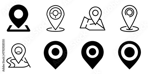 map marker icon set. pictogram isolated on white background. Vector illustration.