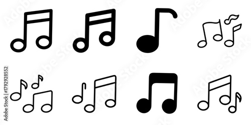 music note icon set. pictogram isolated on white background. Vector illustration.