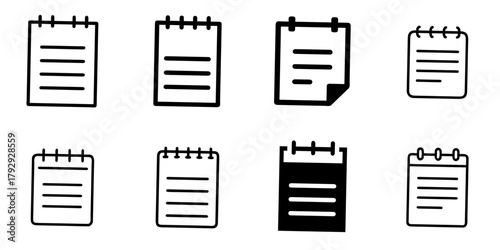 notepad icon set. pictogram isolated on white background. Vector illustration.