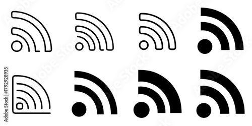 rss symbol icon set. pictogram isolated on white background. Vector illustration.