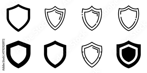 shield icon set. pictogram isolated on white background. Vector illustration.
