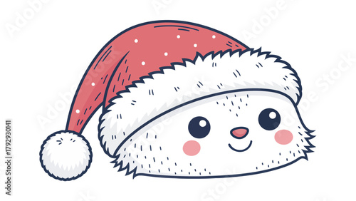 Adorable fluffy character wearing a festive Santa hat, perfect for charming holiday designs and joyful Christmas promotions
