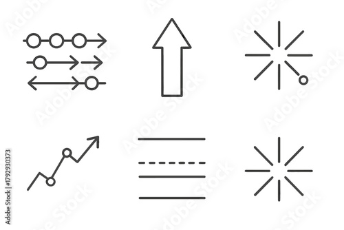 Artificial Photosynthesis Icons. Line style icons of artificial photosynthesis: electron transfer chain, charge movement arrow,
