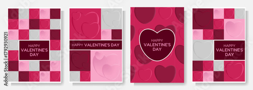 Romantic Valentine's Day Poster Set in Mosaic Style