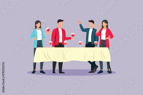 cooperation concept by pulling together office gathering. office Gathering concept. colored flat vector illustration isolated