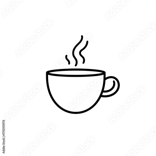 Minimalist Coffee Cup with Steam Icon