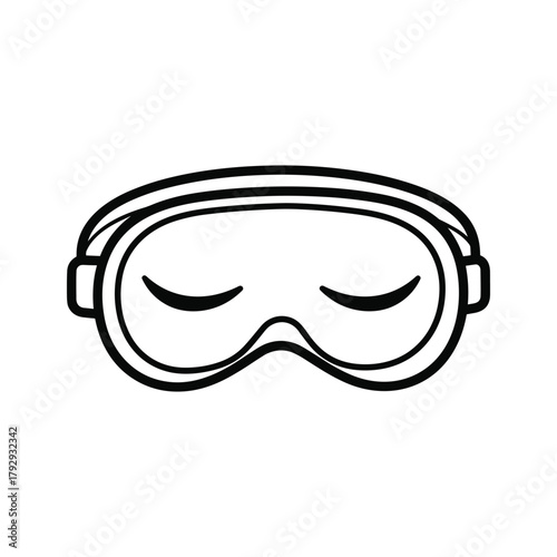 Black and white icon of sleeping goggles with closed eyes