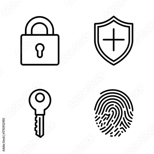 Security and Protection Line Art Icons
