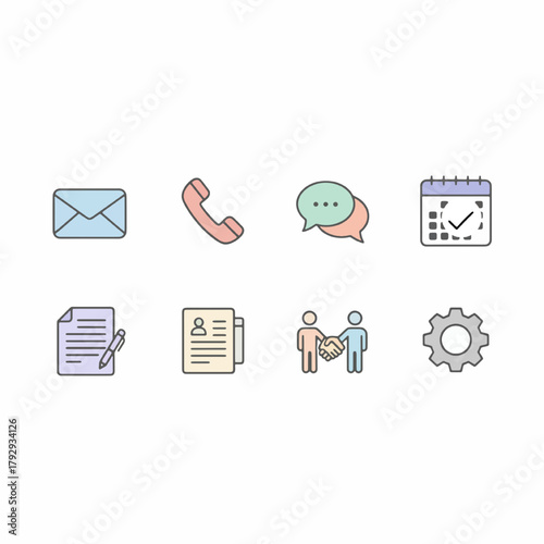 Simple Business Agreement and Contact Icons