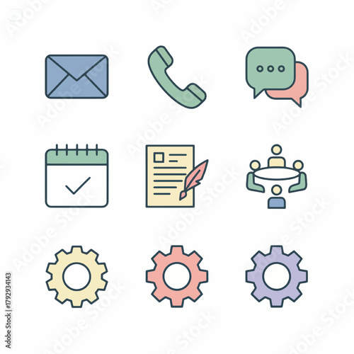 Corporate Strategy and Meeting Flat Icons
