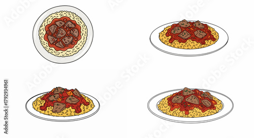Spaghetti with meat sauce on plates