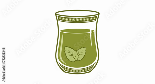 Green tea drink in glass with transparent background